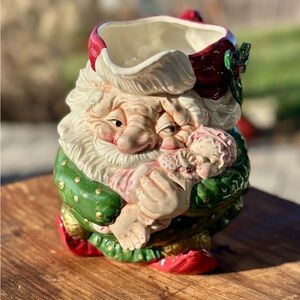 Colorful and Whimsical Santa Claus/Elf Fitz & Floyd Christmas 1 3/4 qt Pitcher